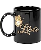 Maynard Ruiz Coffee Mug Personalized Lisa Name Customized Mug with Name Gold Butterfly Text Mug Gift for Women, Her, Girl 11oz Black Mug 915254 -  Printverse