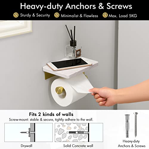 Kes Toilet Paper Holder With Shelf Brushed Gold Toilet Paper Roll Holder For Bathroom Wall Mount Tissue Holder Stainless Steel, Bph223-Bz #TOP2