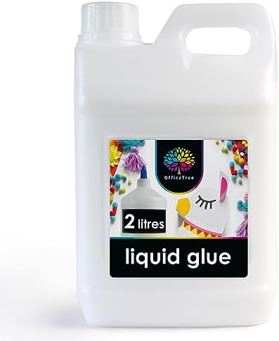 OfficeTree 2 Litre White PVA Glue for Crafts - Transparent Drying, Strong Adhesive for Paper and School Projects - Solvent Free