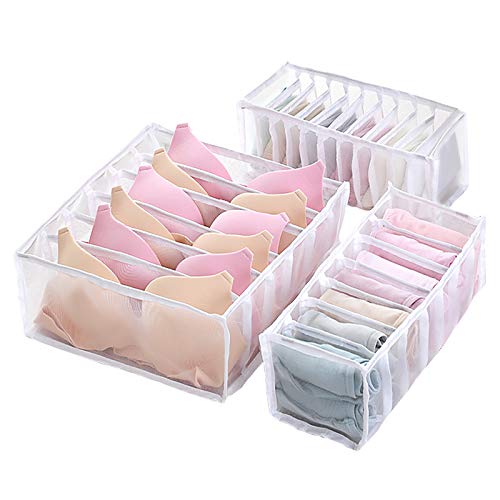 UFLF 3pcs Organizador Ropa Interior Cajones Caja Organización Plegable de Tela Divisor para Armario Ropa Sujetador Calcetínes Corbata Braga Bufanda Pañuelo-Grueso