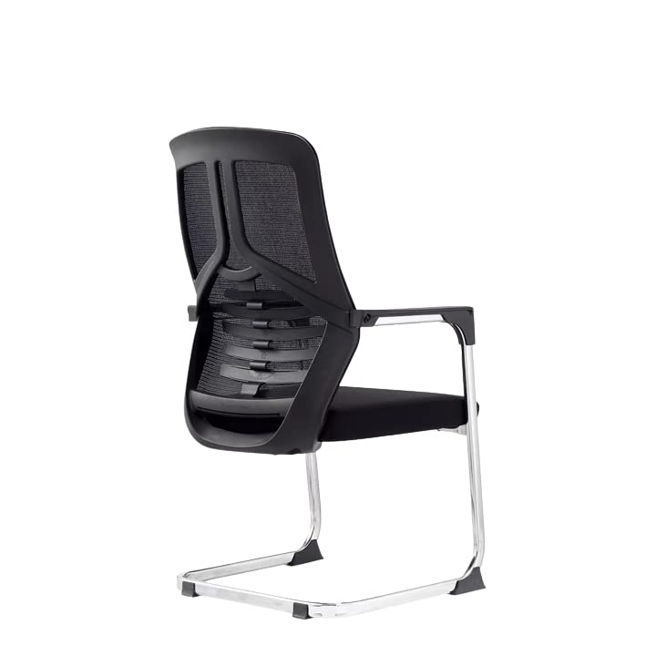 Image of Redefine Watt Retro Visitor Chair with Zebra Lines Mesh Back and Solid Chrome Base Chair Suitable for Reception |Home| Conference Room | Study |Computer (Astro)