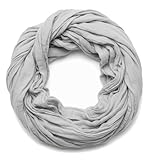 100% Viscose Van Der Rich ® - Écharpe Tube Plissée Légère et Douce Foulard Cercle - Femme Homme (15-Gris)