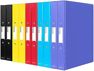 Amazon Basics A4 2-Ring Binder with 25 mm Spine, Assorted Colours - Pack of 10