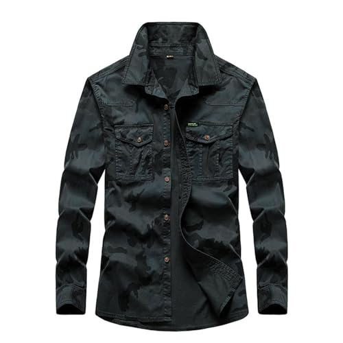 Chemise camouflage homme style cargo militaire à manches longues pour le travail et l'extérieur