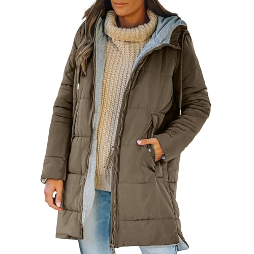Womens Long Parka Winter Coats Packable Quilted Puffer Jacket with Faux Sherpa Hood
