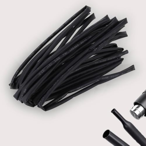 Tubo termorretráctil, 5 metros diámetro 3 mm, Tubo termorretráctil negro para aislamiento eléctrico, mazos de cables, empalmes de cables, aparejos de pesca