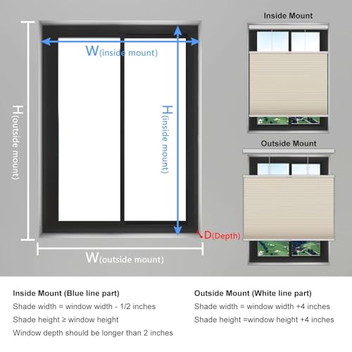 Changshade Blackout Cellular Shades Cordless, Top Down Bottom Up Blinds for Windows, 1.5\" Single Cell Pleated Honeycomb Window Shades for Bedroom, Child Room,34\" Width x72 Height,Beige