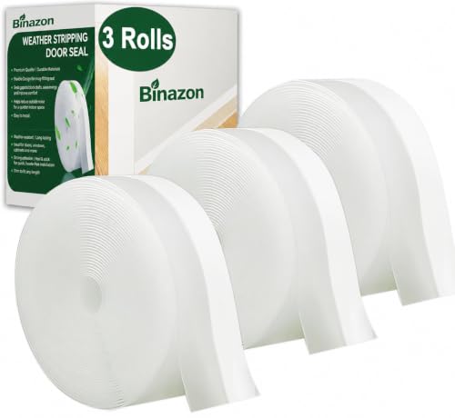 49 Feet Clear Weather Stripping Door Seal Draft Seal Tape for Doors Silicone Draft Seal Insulation Tape Strip Under Door Seal Strip for Window and Door Bottom 3 Rolls Total 49ft (Width 35mm)