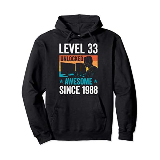 Regalo del 33 cumpleaños Level 33 Unlocked Awesome 1988 Sudadera con Capucha