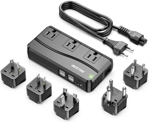 BESTEK 250W Power Converter 3-Outlet and 4-Port USB Travel Voltag...