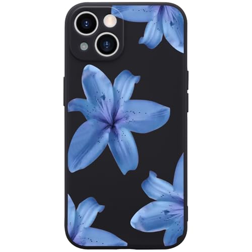 Coque silicone iPhone 15 anti-choc et anti-rayure fleur de lys bleu en gel souple