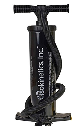 Isokinetics Inc. Brand Exercise Ball Air Pump - Black - Heavy Duty - Pumps on Up and Down Strokes - Multiple Nozzles to Work on All Inflatables
