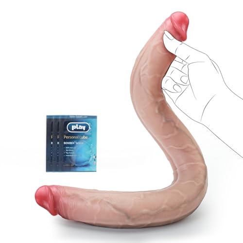 19.7inch 24.9oz Double Ended Dildo Silicone Soft & Flexible 1.7in diameter Realistic Double Sided Big Long Thick Dildos with Veins Vaginal Anal Huge Adult Penis Sex Toys for Lesbian Gay Couples Games