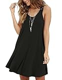  LILBETTER Damen Sleeveless Sommer Swing Tank Sundress Schwarz M(EU 38-40)