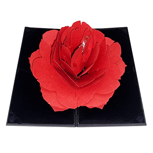 WONIU Drehbare Rose Ring Box Kreative kleine Ring Box Anhänger Ohrringe Box Schmuck Display und Aufbewahrung Geschenkbox Antrag Verlobung Hochzeit Cover
