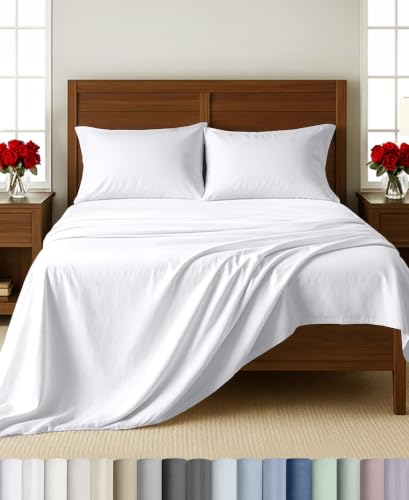 Image of California Design Den Softest 100% Cotton Sateen Twin Sheets Set,3 Pc,White