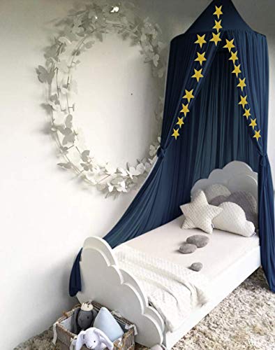 Edith qi Kids Baby Bed Canopy, Girls Boys Bedding Round Dome Children Princess Castle Play Tent Cotton Net, Indoor Outdoor Castle Hanging House Decoration Nursery Reading Nook Cotton Canvas