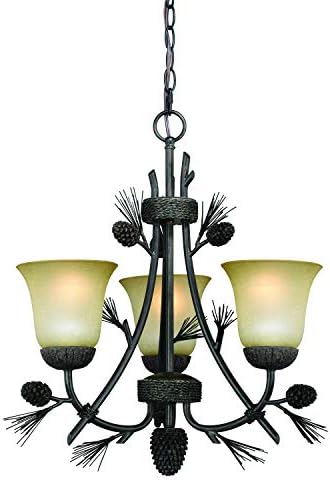 VAXCEL Sierra 3 Light Bronze Rustic Pinecone Mini Chandelier