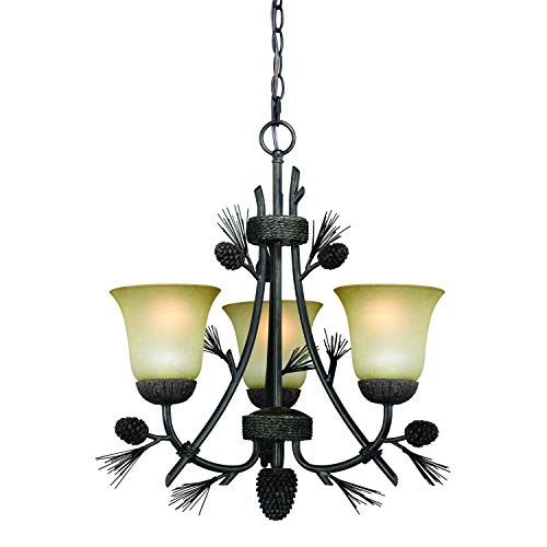 Vaxcel Sierra 3 Light Bronze Rustic Pinecone Mini Chandelier #TOP2