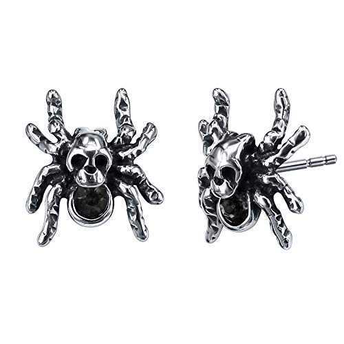18G Punk Tiny Spider Cz Stud Earrings Ghost Crown Surgical Stainless Steel Earrings For Women Girls #TOP8
