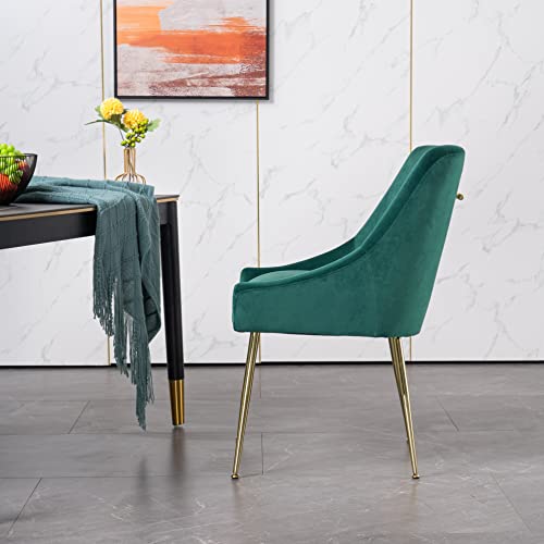 Devion Furniture Bestas Dining, Single Chair, Green Velvet #TOP1