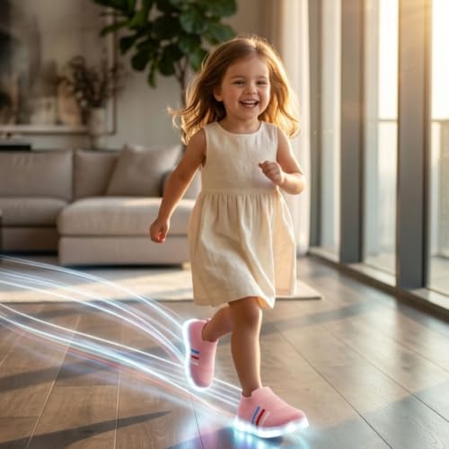 Image of inchJugnu inch LED Light-Up Baby Shoes (0-5 Years) | Soft Sole Comfort for Tiny Feet, Breathable Knit, Easy Slip-On | Magical Glowing Shoes for Happy Kids.
