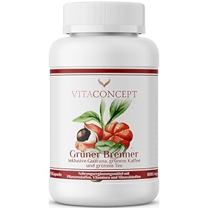 VITACONCEPT I Green Burner High Dose I 120 Capsules I Guarana, Green Coffee Beans, Green Tea, Black Pepper I Vegan and Laboratory Tested I Developed by Doctors I Made in Germany