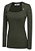 Zeagoo Women Long Sleeve Button Decor Slim Casual Basic T-shirt Blouse (Army, Medium)