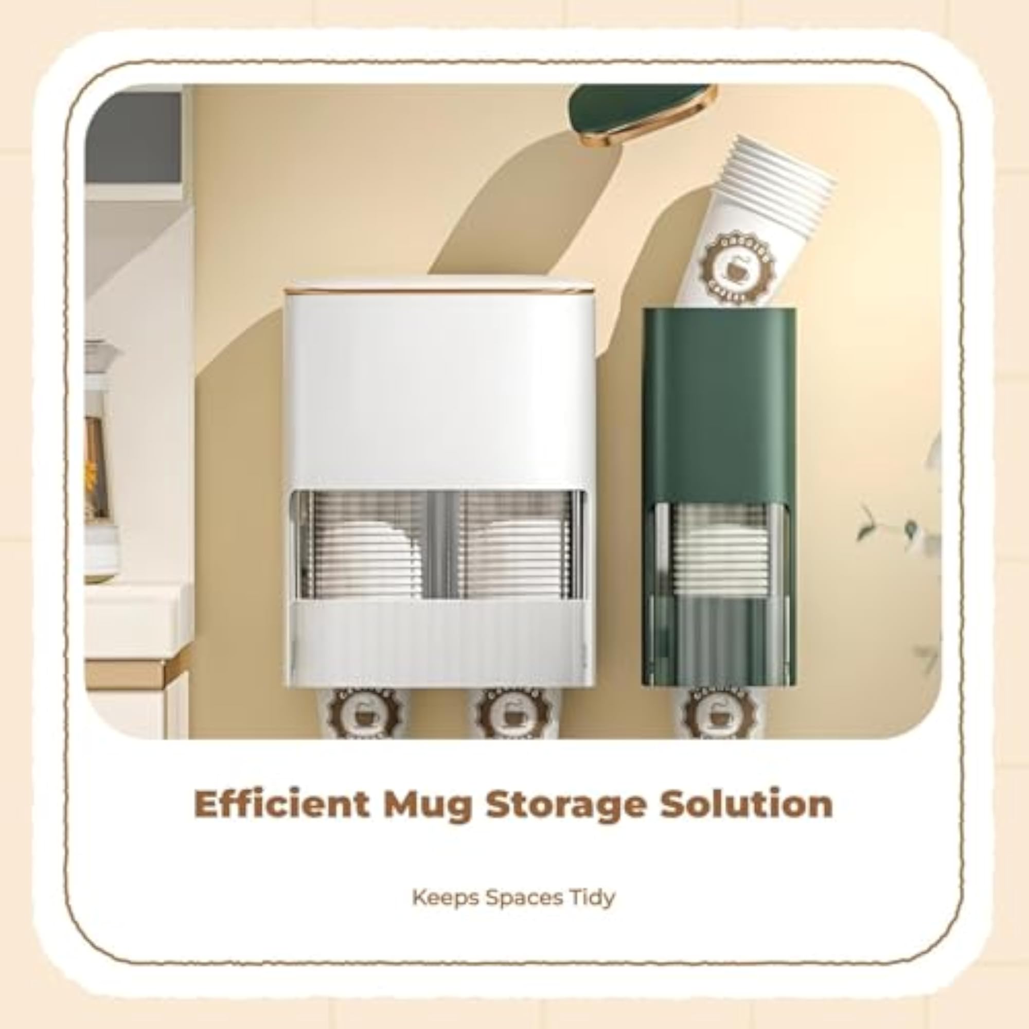 Wall-Mounted Paper Container Dispenser, Automatic Organizer, Ivory Double