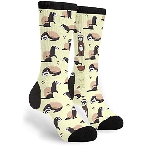 KUOAICY Ferret Print Socks Novelty Crew Socks Crazy Dress Socks for Women Men Cover