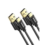 UGREEN USB Type C ケーブル 2本セット 急速充電 ナイロン編み 金メッキ USB A to USB C Quick Charge 3.0 アンドロイド充電コード Xperia XZ、Aquos R、Galaxy S9/S8/S8 Plus、Android タイプc対応 2m（2本セット）