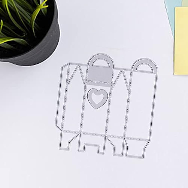 Hying 3D Gift Box Cutting Dies for Card Making, Candy Box Storage Bag Die Cuts Heart Craft Box Dies Stencils Embossing Template for Craft Scrapbooking DIY Photo Album Decorations