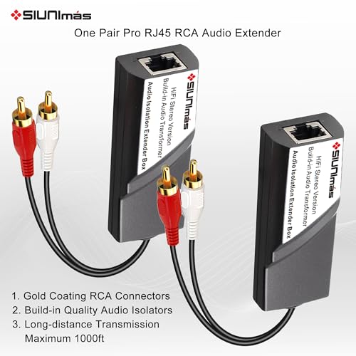 Audio RJ45 a RCA extensor adaptador de sonido SIMRJ45-RCA para cable ethernet cat6 2