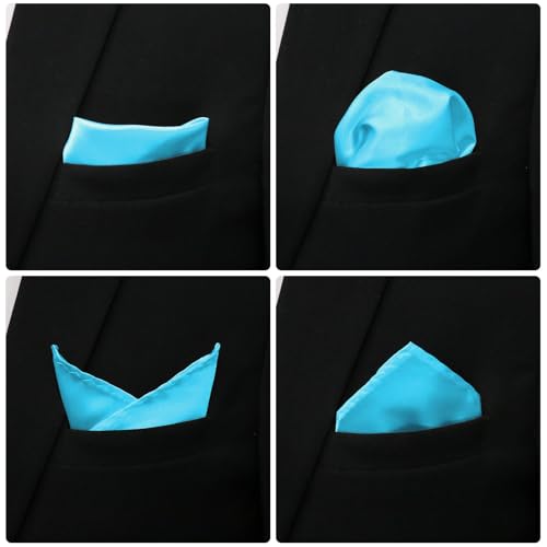 Image of Satin Mens Pocket Square with Holder, 11.8'' Suit Handkerchiefs for Men Wedding Business Casual