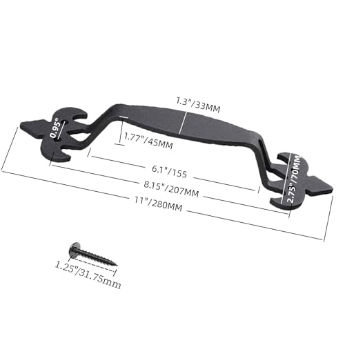 Image of 2-Pack 11 Inch Fleur Barn Door Handle - Black Cast Iron Pull for Sliding Doors, Gates, Sheds, Fences, Closets - Indoor Outdoor Farmhouse Hardware