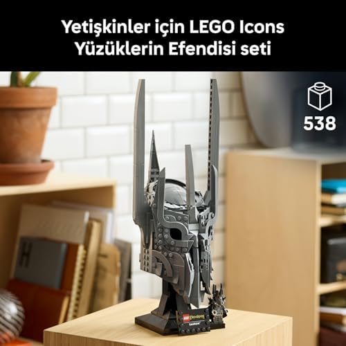 LEGO Icons Yüzüklerin Efendisi: Sauron'un Miğferi 11373 - Yetişkinler için Sauron Minifigürü ile İsim Levhalı Sergileme Standı İçeren Yaratıcı Dekoratif Model Yapım Seti, Hediye Fikri (538 Parça) - Görsel 5