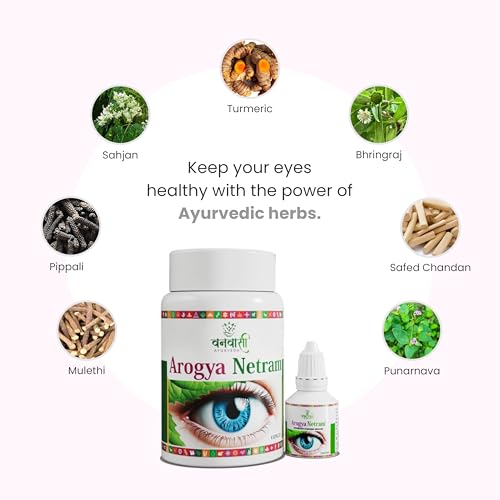 Image of Arogya Netram Herbal Eye Care Kit | Ayurvedic Capsules & Eye Drops for Tired, Dry Eyes & Vision Enhancement | Natural Eye Strain Relief