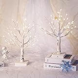 Brightdeco 2 Pieces Tabletop Tree Home Decorations 36LT LED for Mom Wedding Centerpieces Artificial