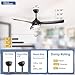 Sofucor 52 Inch Ceiling Fans with Lights Remote Control, Black Outdoor Ceiling Fan with Light Airflow 6000CFM 3 CCT Dimmable 3-Timer ABS 3 Blades Reversible DC Motor for Living Room Bedroom Patio