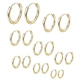 8 Pares Pendientes de Aro, Pequeños Círculos (oro)