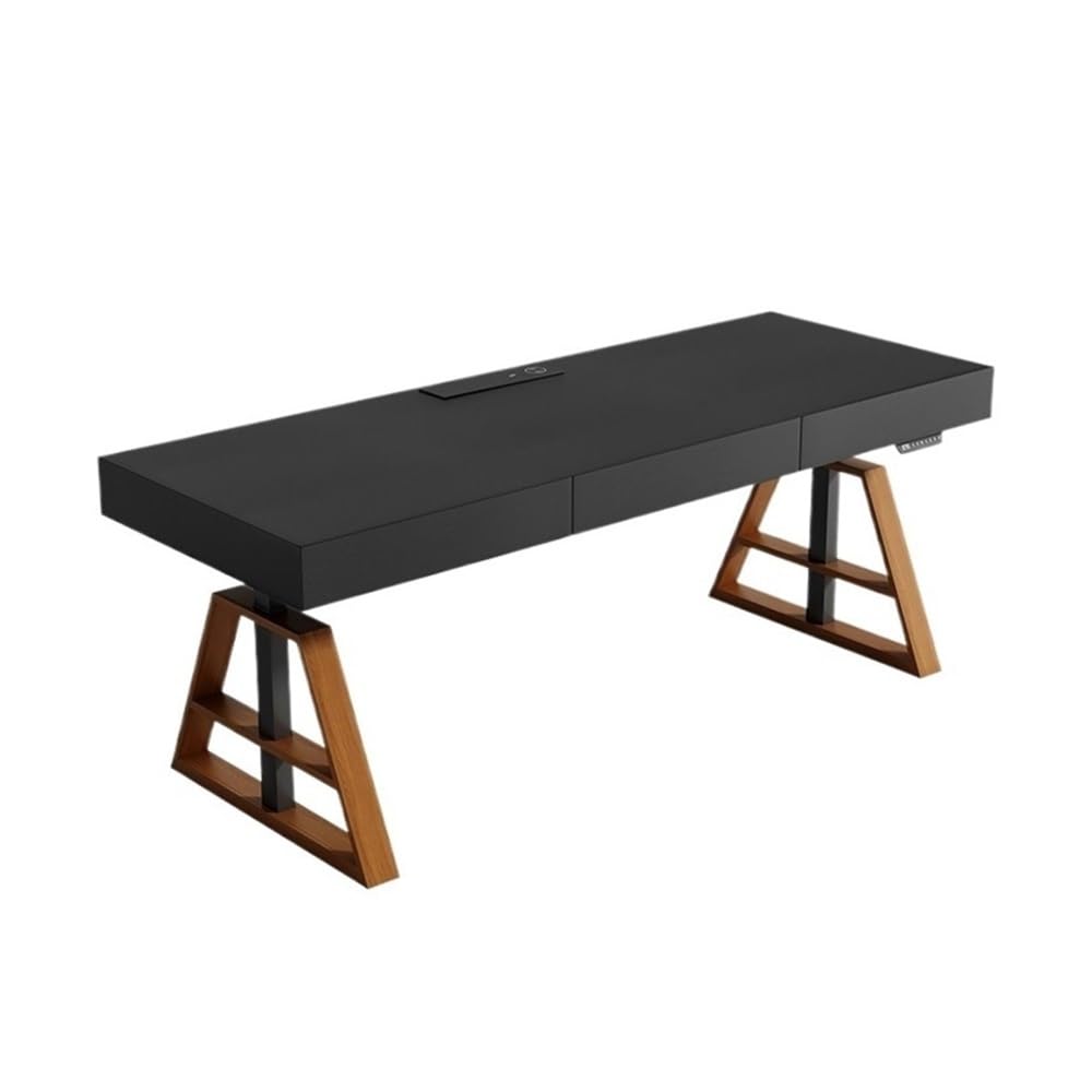 Computer Desk Electric Lift Table Black Standing Desk with Drawers and Charging USB Port Adjustable Height Home Office