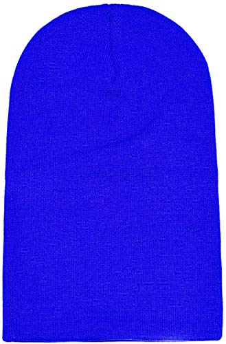 Image of Gents Clobber Lightweight Plain Solid Ribbed Slouch Beanie Hat > One Size (Royal Blue)