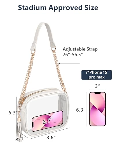 Image of PACKISM Clear Bag for Stadium Events - Small Clear Purse Crossbody Bag | Adjustable Wide Strap, 2 Easy Access Pockets, Thick 0.5mm PVC, for Sports Game Day Concerts Festival, Women Clear Stadium Bag