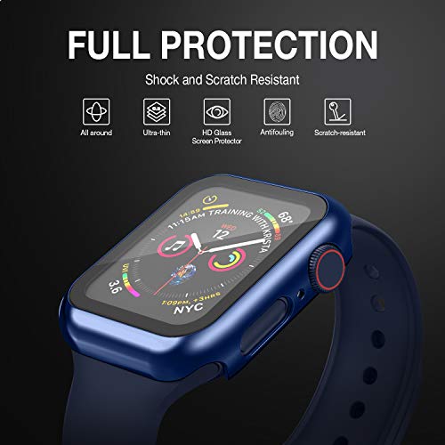 Image of Case Compatible with Apple Watch 38MM Series 3 /2 /1 / with Built-in Tempered Glass Screen Protector, All-Around Ultra-Thin Bumper Full Cover Hard PC Protective Case for iWatch