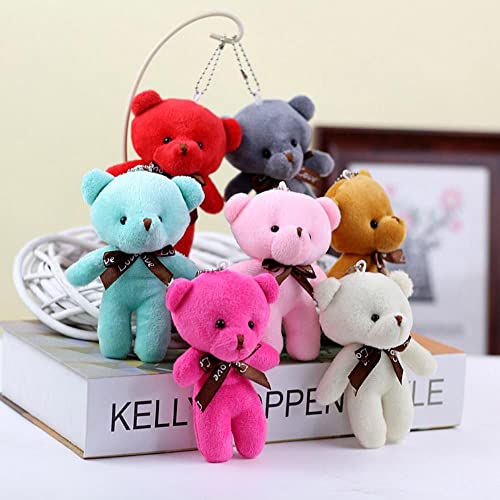 Rebaba Mini Teddy Bear Plush Toy Stuffed Animal Toy Cute Plush Bear Pendant Doll For Diy Keychain Birthday Gift Party Favor Bag Accessories(Red) #TOP2
