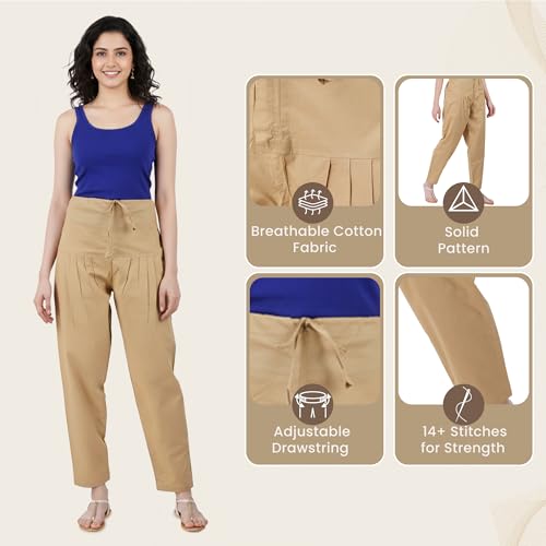 Image of Happy Bunny Salwar Pant for Women, Fine Cotton Ethnic Trousers with Drawstring Waist, Comfortable Daily, Office & Casual Wear Bottoms