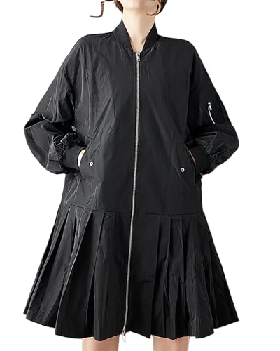Manteaux pour femmes amples cachant les formes avec col montant zippé et grandes poches