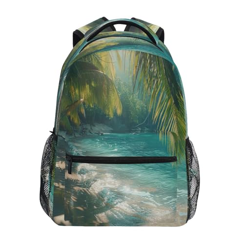 Sac à dos ordinateur portable étanche motif palmier pour voyage et études