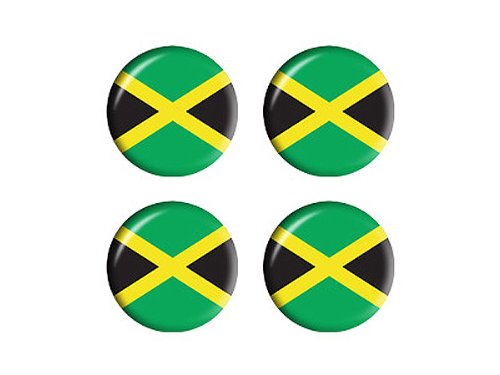 GRAPHICS & MORE Jamaica Jamaican Flag - Wheel Center Cap 3D Domed Set of 4 Stickers