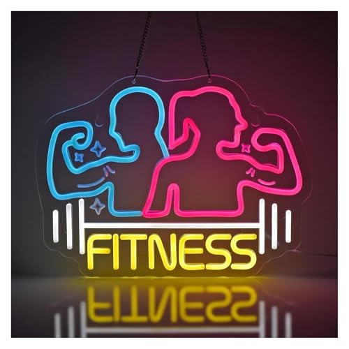 Genérico Decoração com luz de néon letreiro de néon para fitness com luz LED alimentada por USB para ginásio